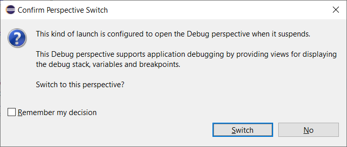 Confirm Perspective Switch dialog