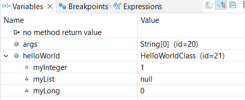 The Variables tab