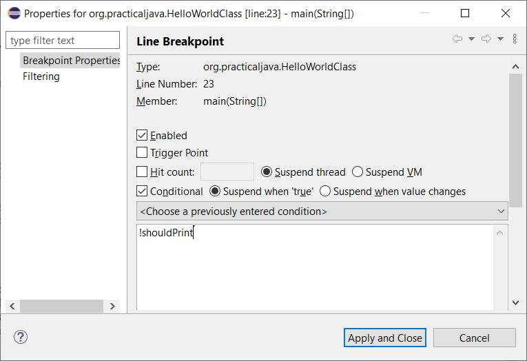 Breakpoint properties