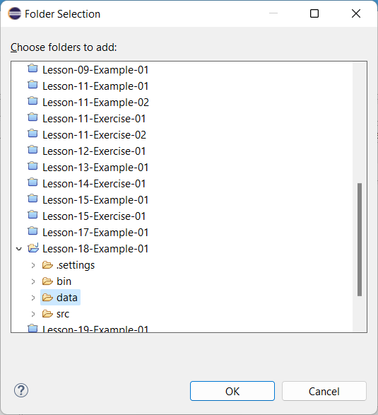 Folder Selection dialog