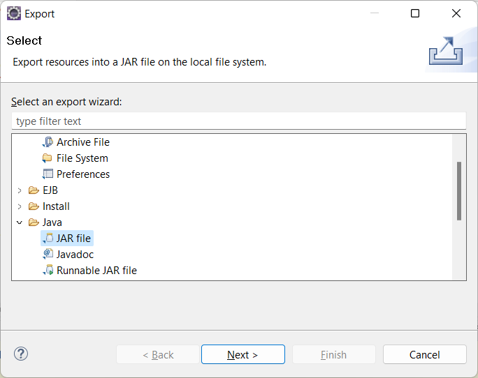 Export dialog