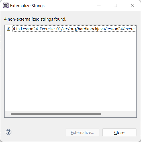 Externalize Strings dialog